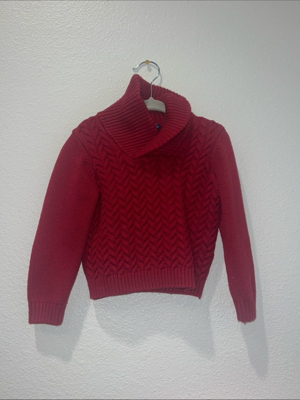 Janie and Jack Deep Red Cable Knit Turtleneck Sweater